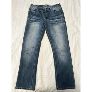 Ring of‎ Fire Jeans Mens Sz 30 Slim Fit Blue Denim Pleated Details